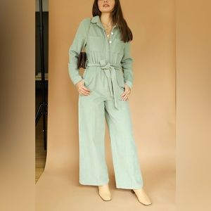 Charlie Holiday sea foam corduroy jumpsuit